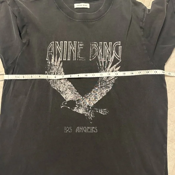 Gently worn Anine Bing Charcoal Crew Neck Tee - Picture 6 of 8